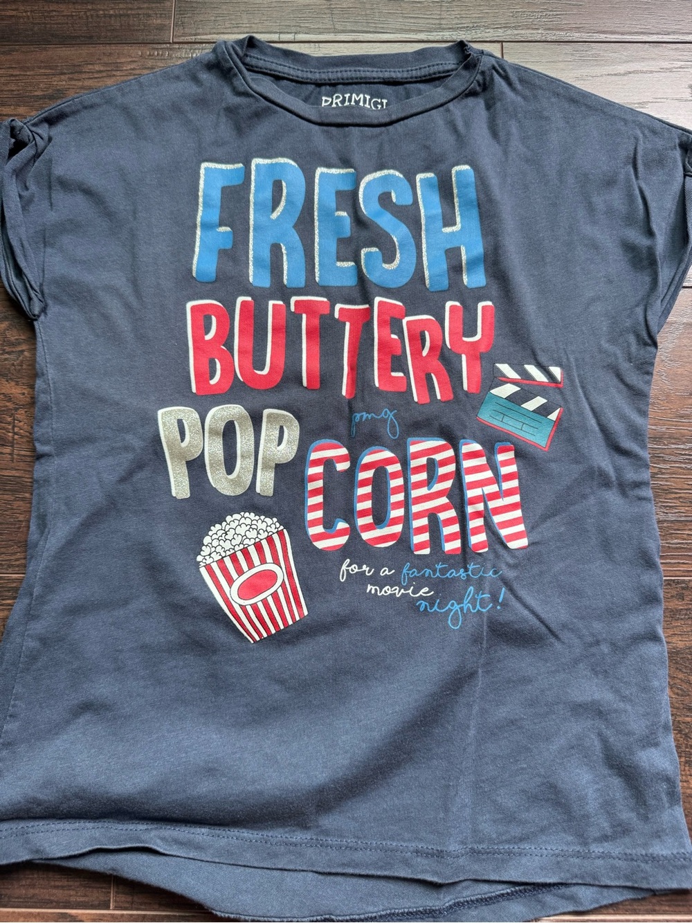 Primigi Navy Graphic 'Fresh Buttery Popcorn' Short Sleeve Tee